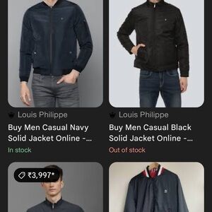Louis Philippe Men's Navy and Black Bomber Jackets